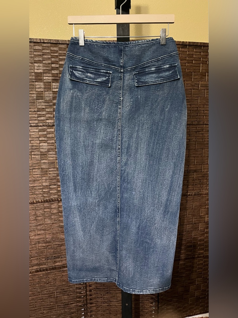 NEW Aleeza Paris Midi Denim Skirt – Blue | Sample Piece (Fit between sizes 6-8) - Picture 4 of 6
